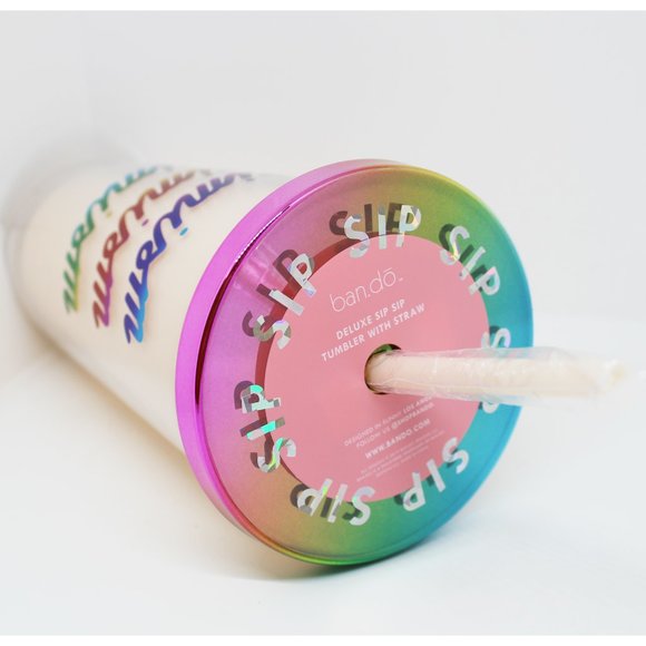 NWT Ban.do sip sip tumbler with straw- OPTIMISM - Picture 6 of 6